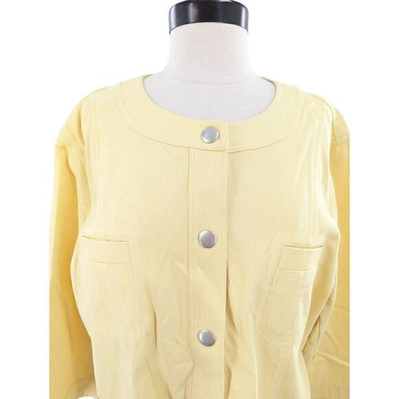 Sigrid Olsen Women Sunny Yellow Long Sleeve Cotton Jacket Size 16 - Picture 3 of 12